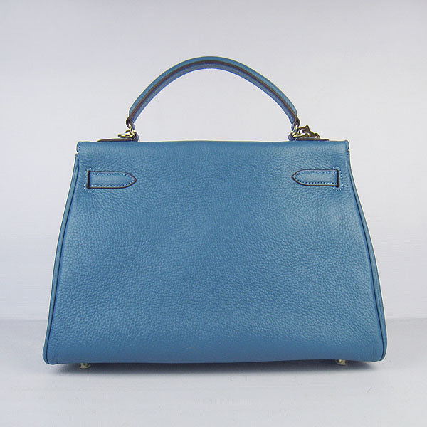 Hermes Kelly 32cm Togo Leather Handbag Blue/Golden