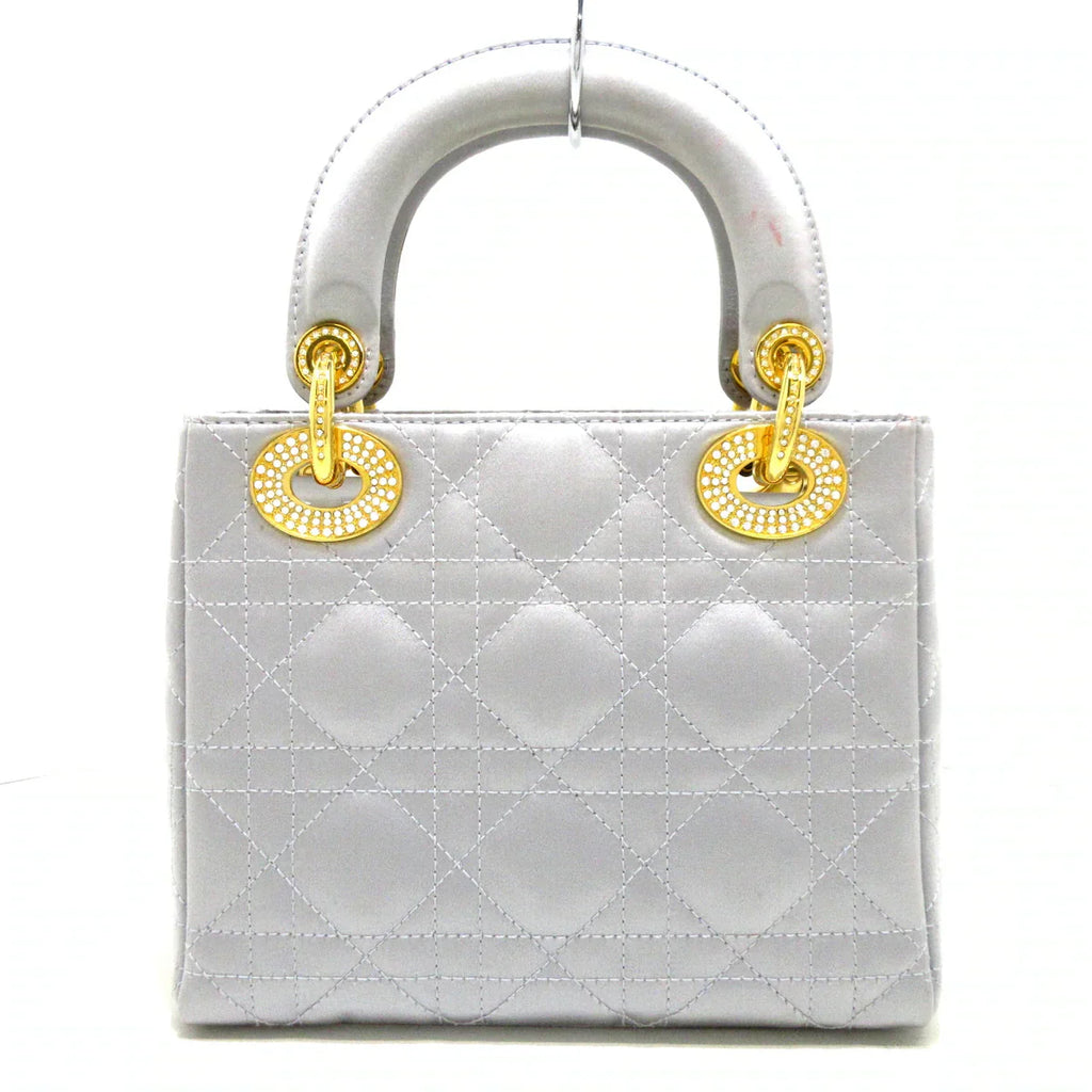 DIOR - Lady Dior Mini Bag Handbag Gray Satin
