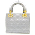 DIOR - Lady Dior Mini Bag Handbag Gray Satin
