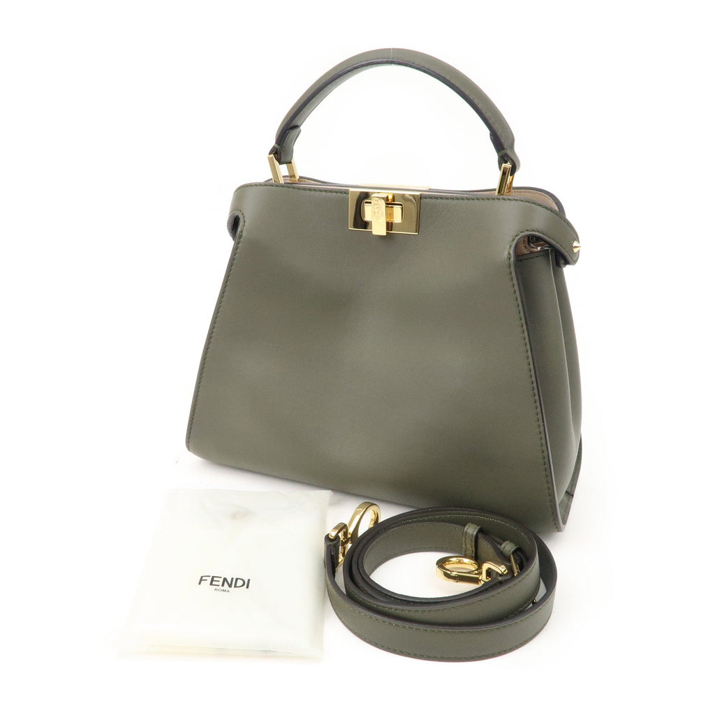 FENDI Peekaboo Iconic Essentially Leather 2Way Bag Khaki 8BN302 F/S