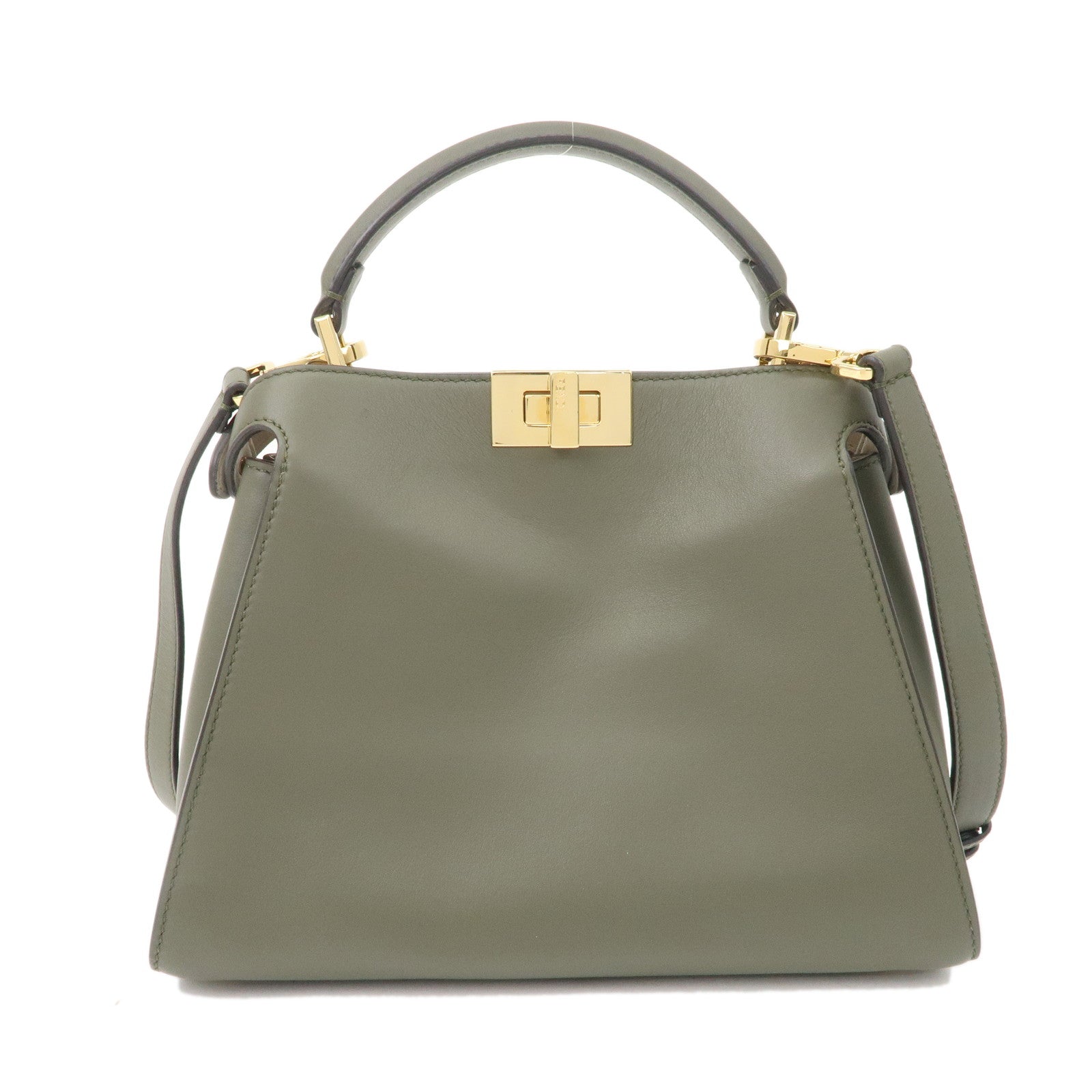 FENDI Peekaboo Iconic Essentially Leather 2Way Bag Khaki 8BN302 F/S