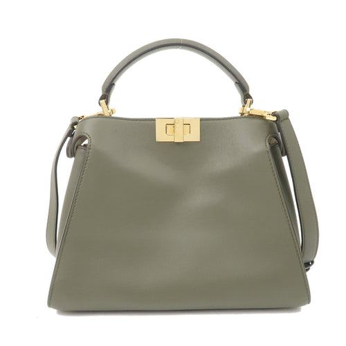 FENDI Peekaboo Iconic Essentially Leather 2Way Bag Khaki 8BN302 F/S