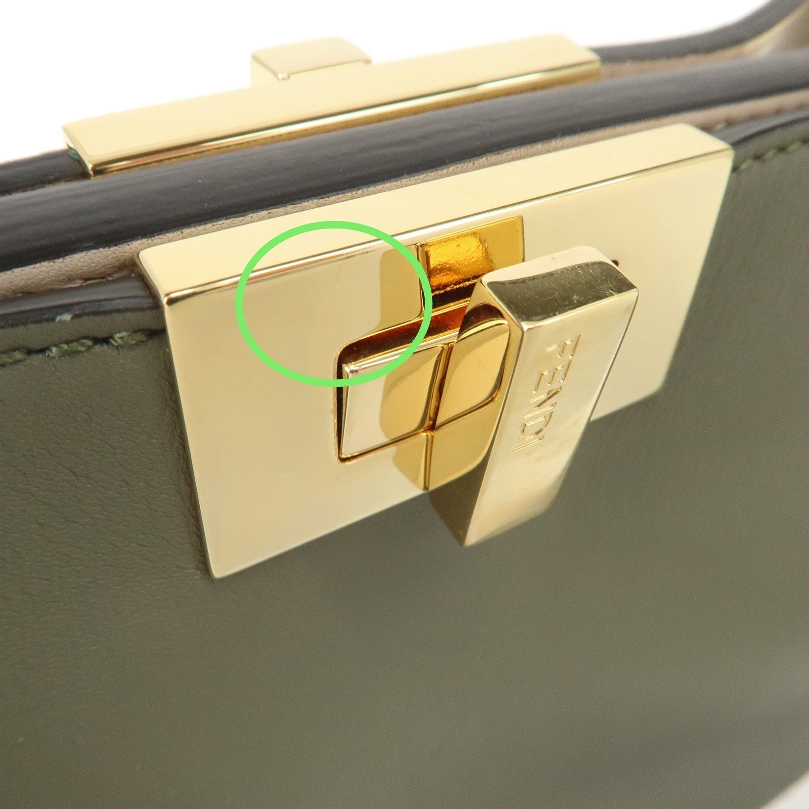 FENDI Peekaboo Iconic Essentially Leather 2Way Bag Khaki 8BN302 F/S