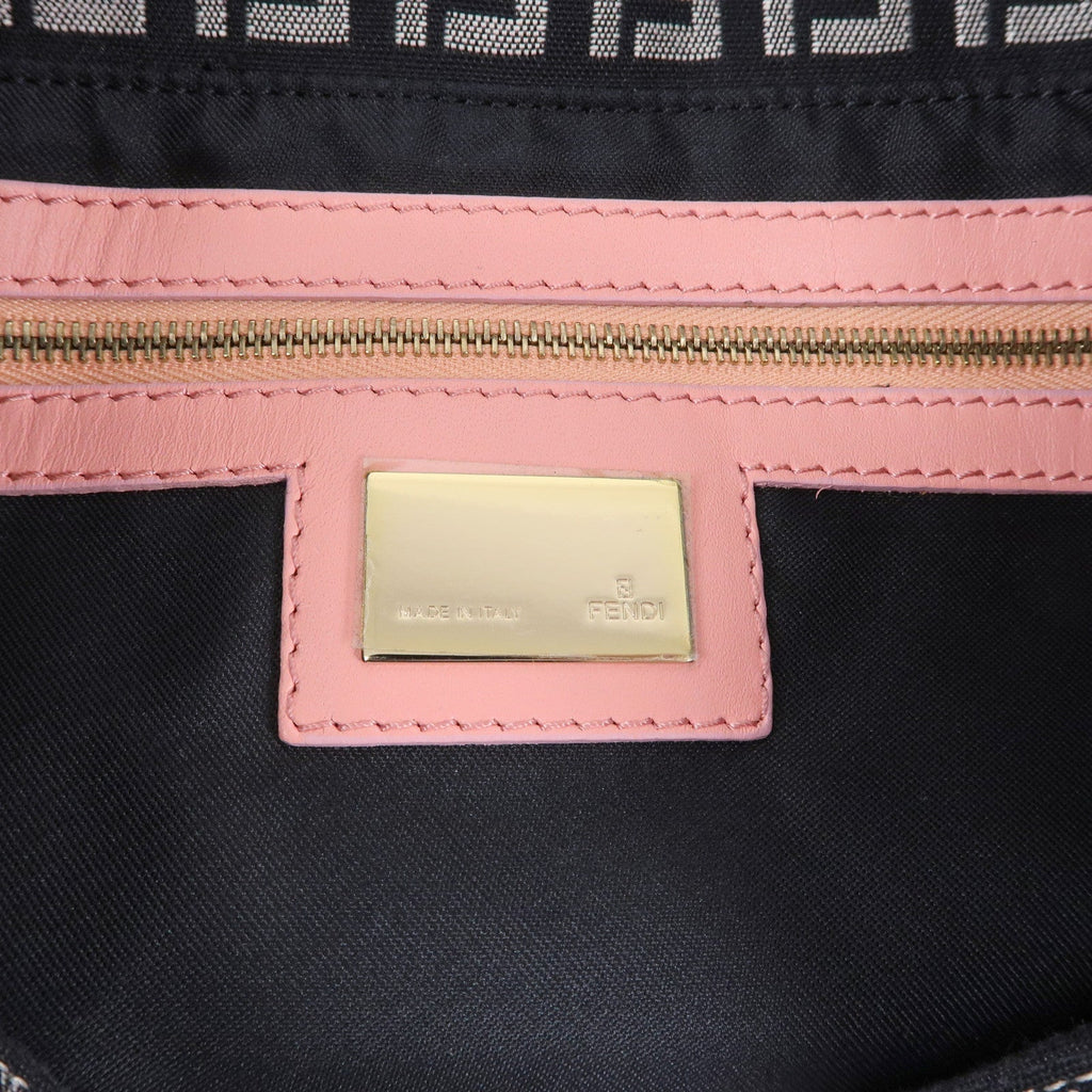 FENDI Zucchino Mamma Baguette Canvas Leather Shoulder Bag 8BR001