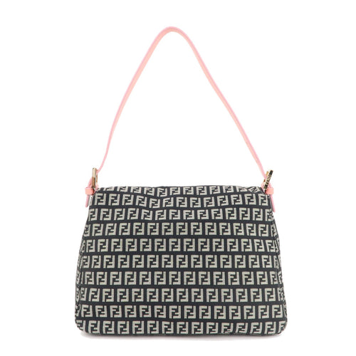 FENDI Zucchino Mamma Baguette Canvas Leather Shoulder Bag 8BR001
