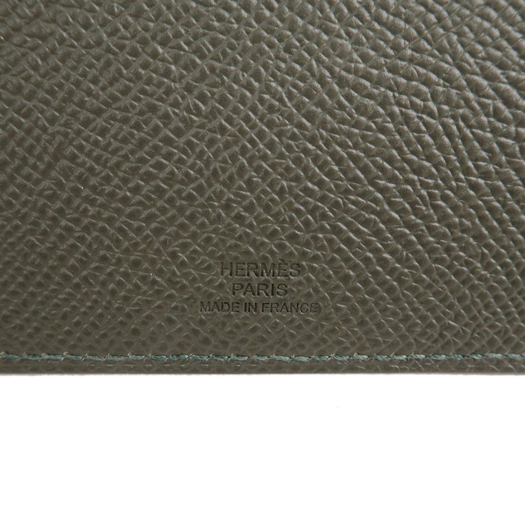 HERMES Epsom Tarmac PM Passport Case Leather Y Stamp Gray