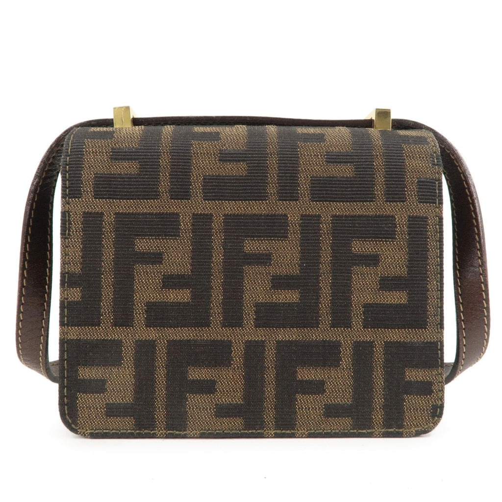 FENDI Zucca Canvas Leather Crossbody Mini Shoulder Bag