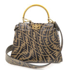 FENDI FF Vertigo Mini Peekaboo Leather Bag Brown Black 8BN244 F/S