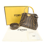 FENDI FF Vertigo Mini Peekaboo Leather Bag Brown Black 8BN244 F/S