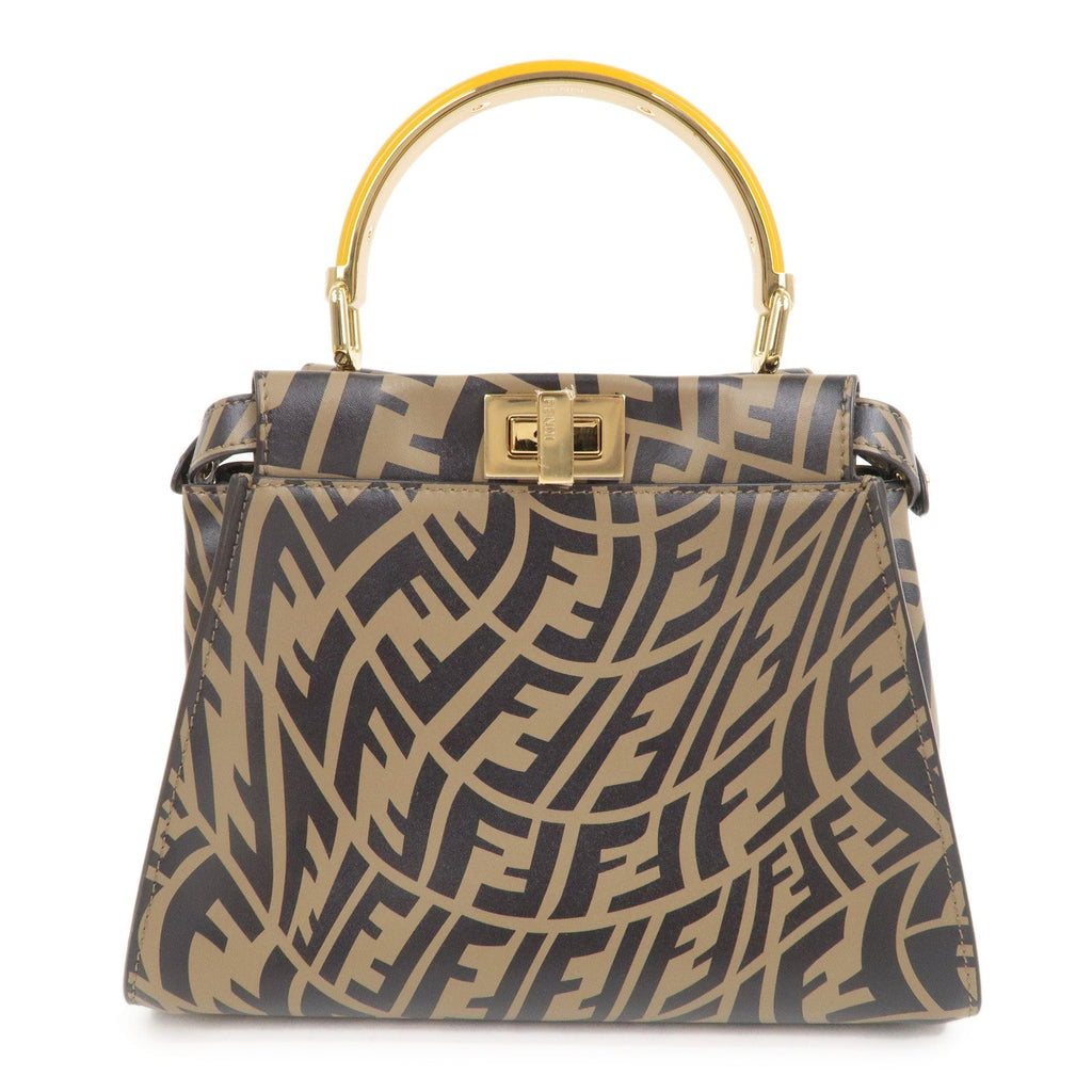 FENDI FF Vertigo Mini Peekaboo Leather Bag Brown Black 8BN244 F/S