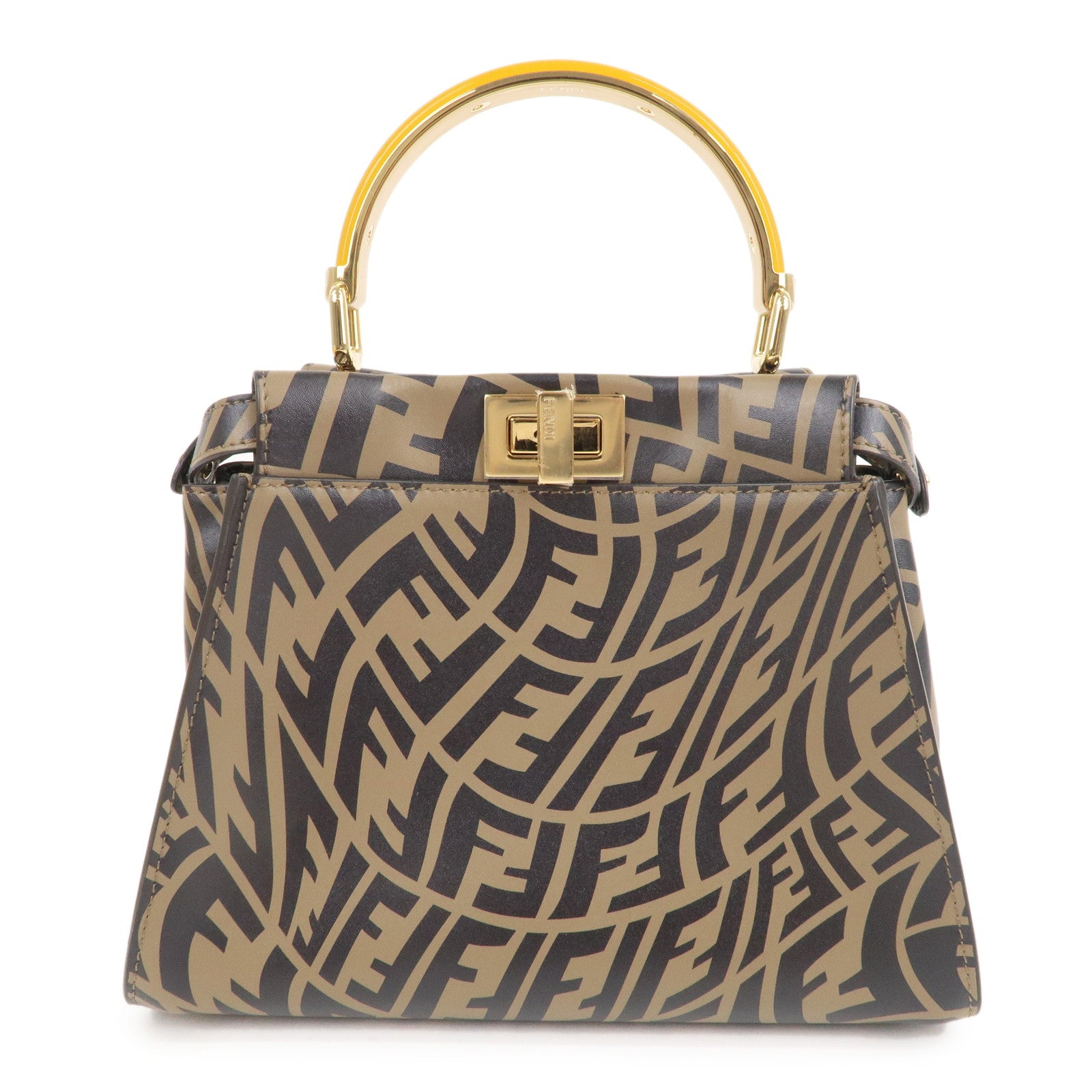FENDI FF Vertigo Mini Peekaboo Leather Bag Brown Black 8BN244 F/S