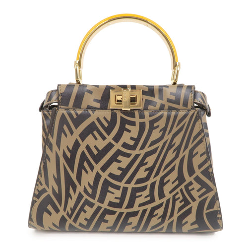 FENDI FF Vertigo Mini Peekaboo Leather Bag Brown Black 8BN244 F/S