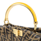 FENDI FF Vertigo Mini Peekaboo Leather Bag Brown Black 8BN244 F/S