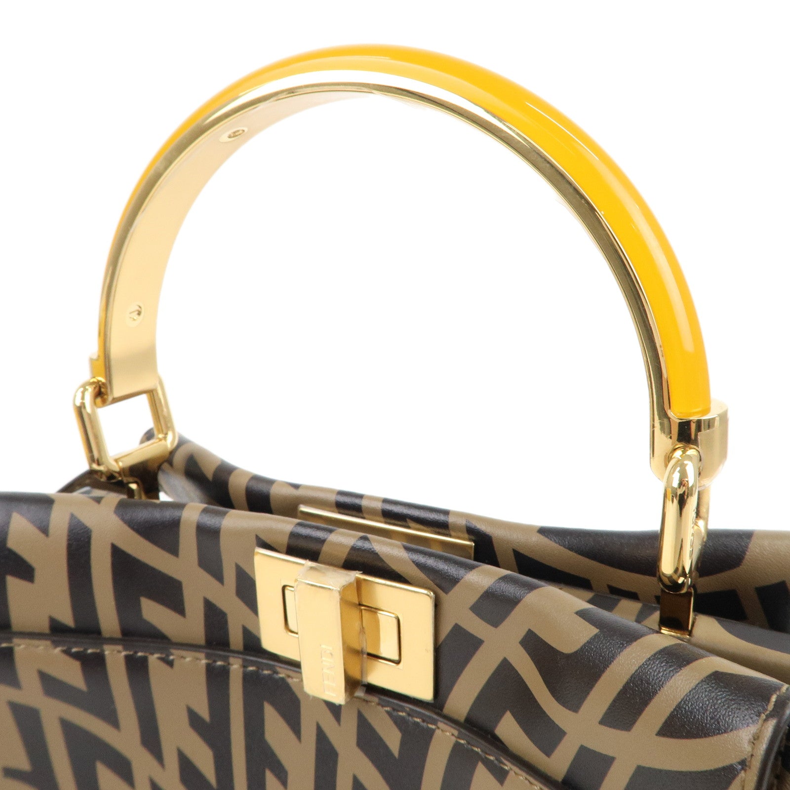 FENDI FF Vertigo Mini Peekaboo Leather Bag Brown Black 8BN244 F/S