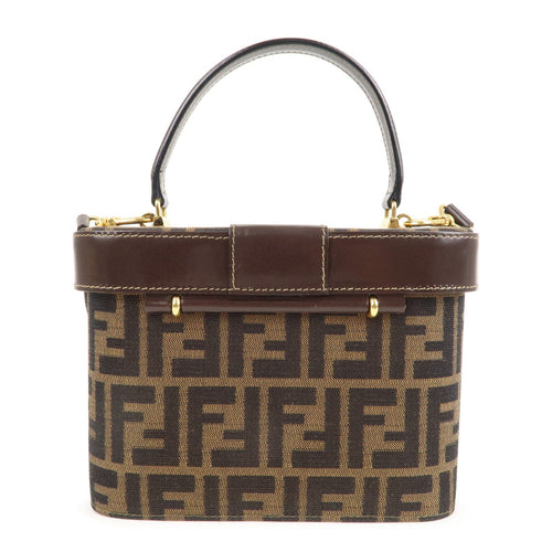 FENDI Zucca Canvas Leather Vanity Bag 2way Hand Bag 0914931
