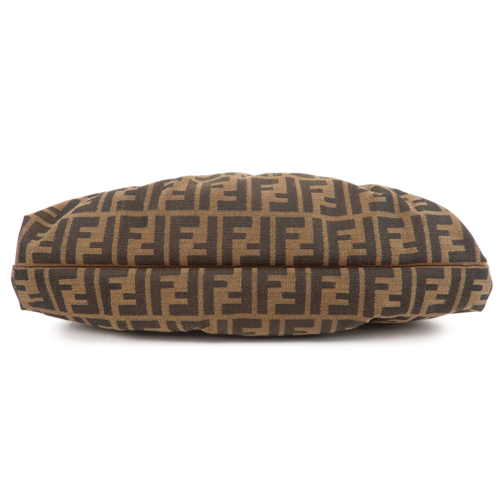 FENDI Zucca Canvas Leather Shoulder Bag Brown Black 8BR436