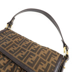 FENDI Zucca Canvas Leather Shoulder Bag Brown Black 8BR436