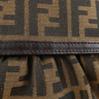 FENDI Zucca Canvas Leather Shoulder Bag Brown Black 8BR436