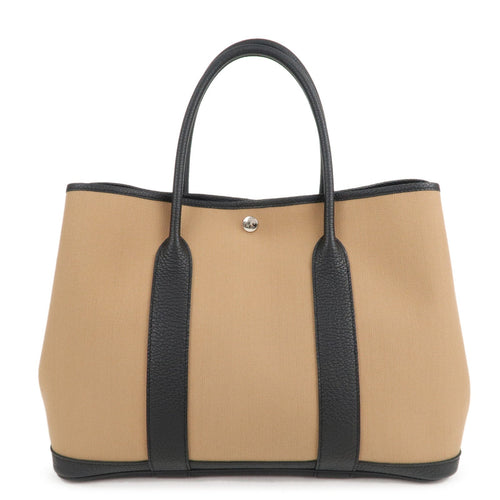 HERMES Toile Militaire Negonda Garden Party Bag Brown Black