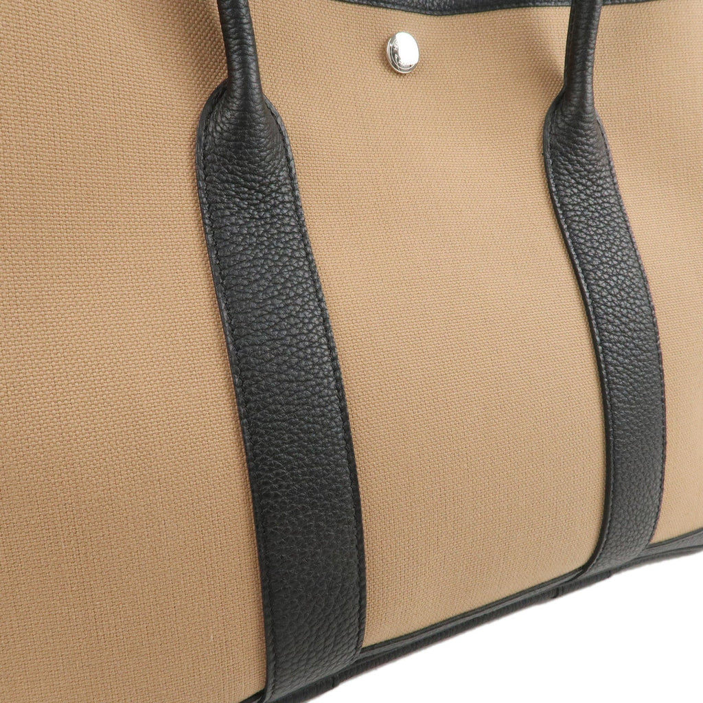 HERMES Toile Militaire Negonda Garden Party Bag Brown Black