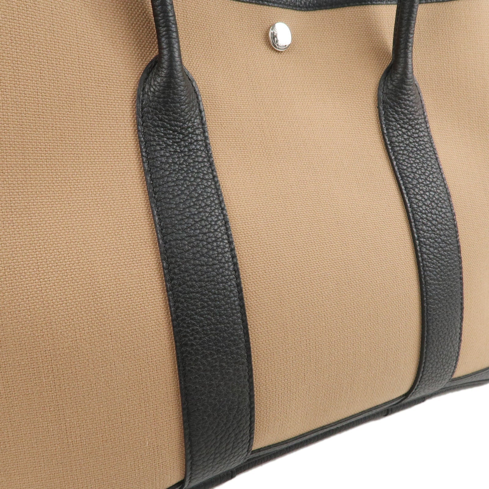 HERMES Toile Militaire Negonda Garden Party Bag Brown Black