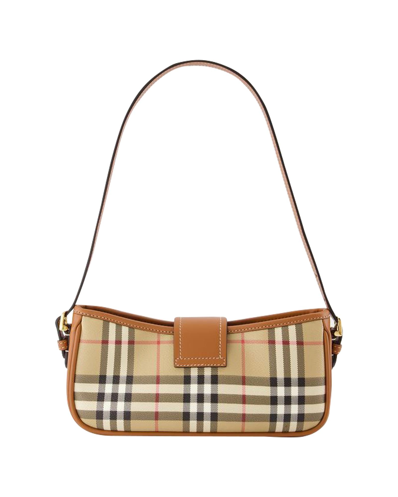 Burberry Mini Check Shoulder Bag Women Brown Handbags
