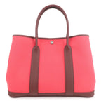 HERMES Canvas Leather Garden Party PM Tote Bag A stamp Pink