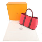 HERMES Canvas Leather Garden Party PM Tote Bag A stamp Pink
