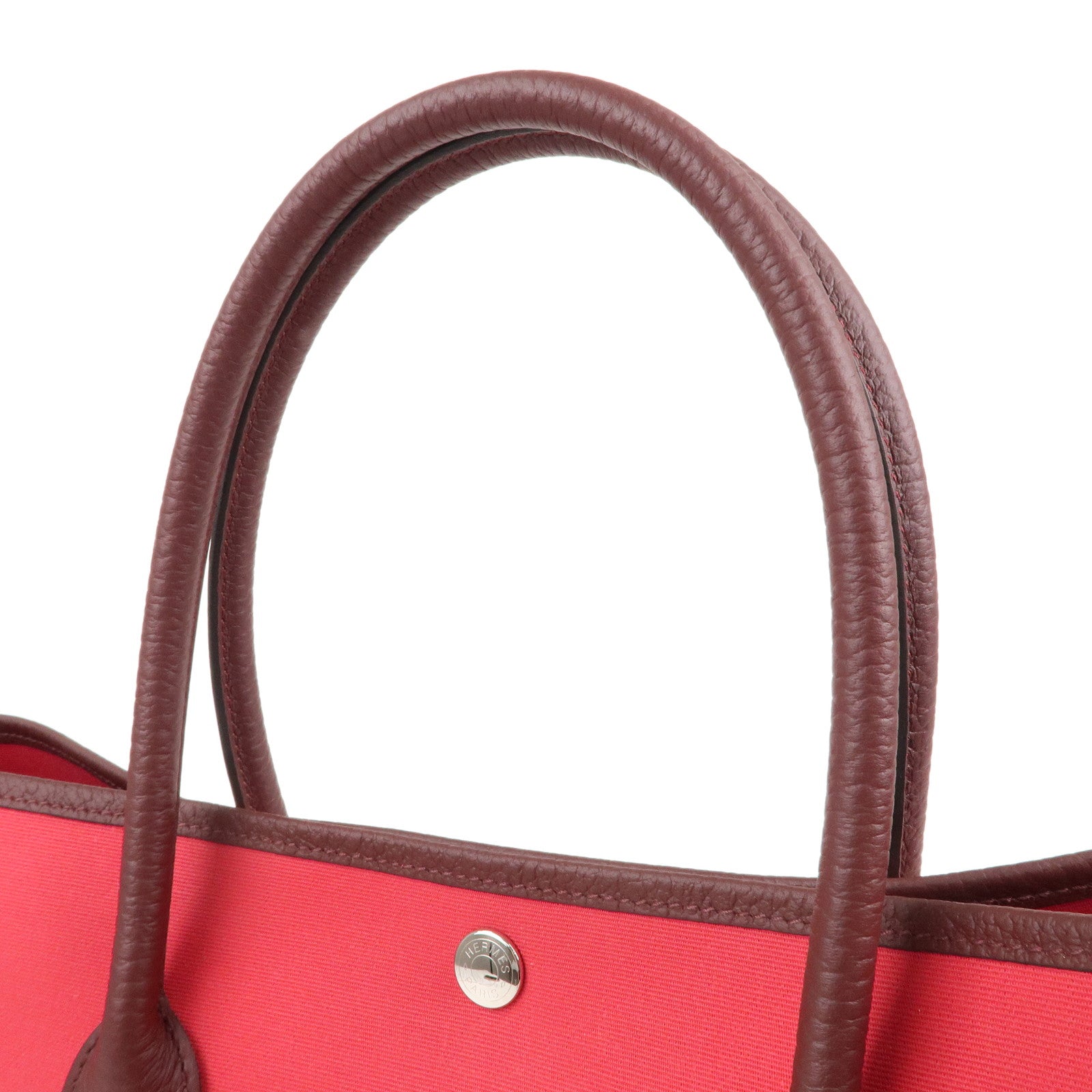 HERMES Canvas Leather Garden Party PM Tote Bag A stamp Pink