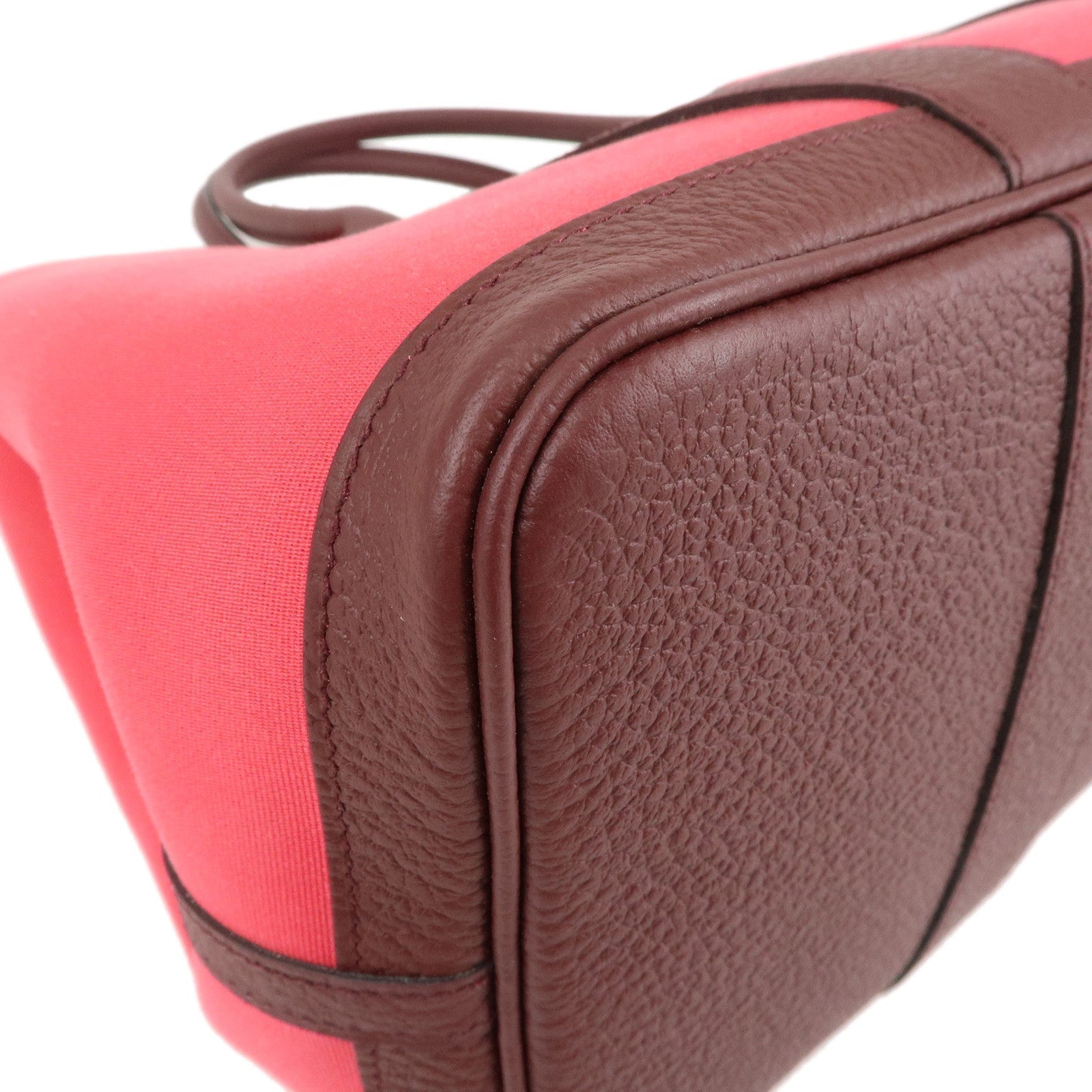 HERMES Canvas Leather Garden Party PM Tote Bag A stamp Pink