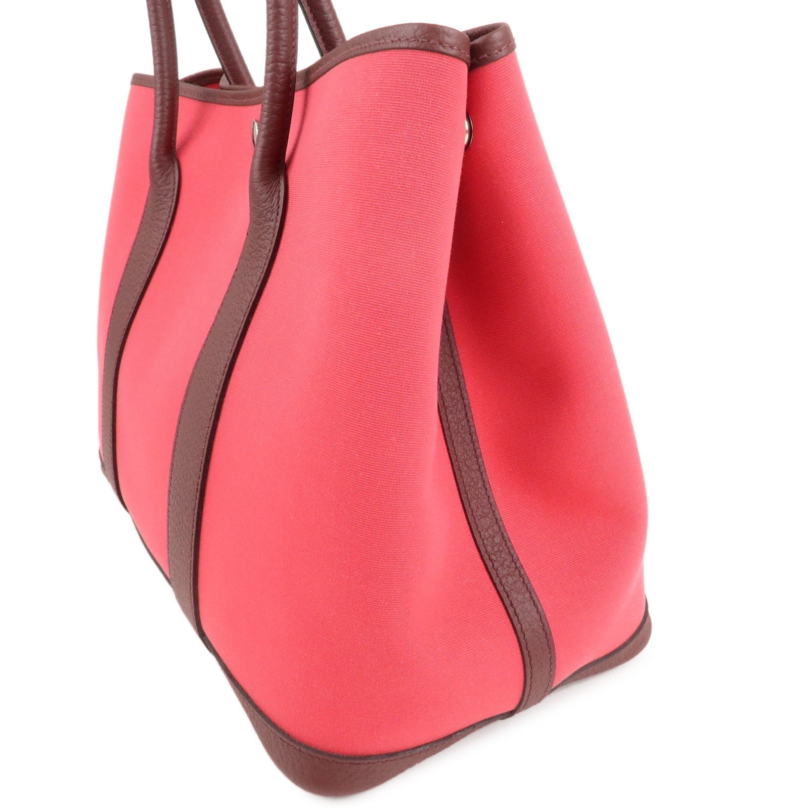 HERMES Canvas Leather Garden Party PM Tote Bag A stamp Pink