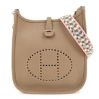 HERMES Taurillon Clemence Evelyne TPM Shoulder Bag Etoupe Brown