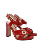 Fendi Ankle Strap High Heel Sandals in Red Patent Leather