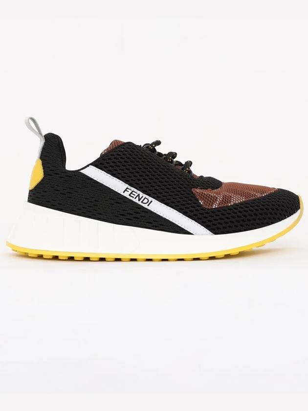 Fendi Kids Logo Mesh Low Top Sneakers Black
