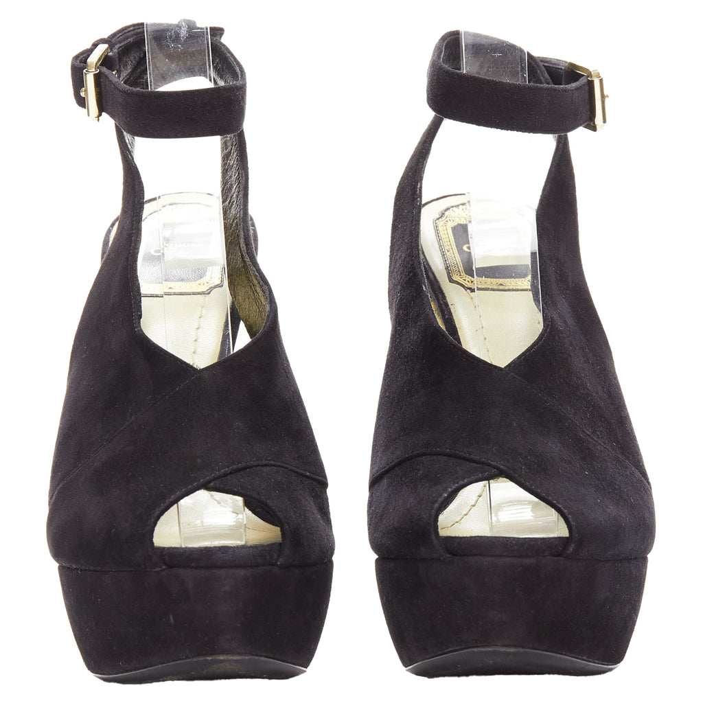 Christian Dior scaled leather suede platforms