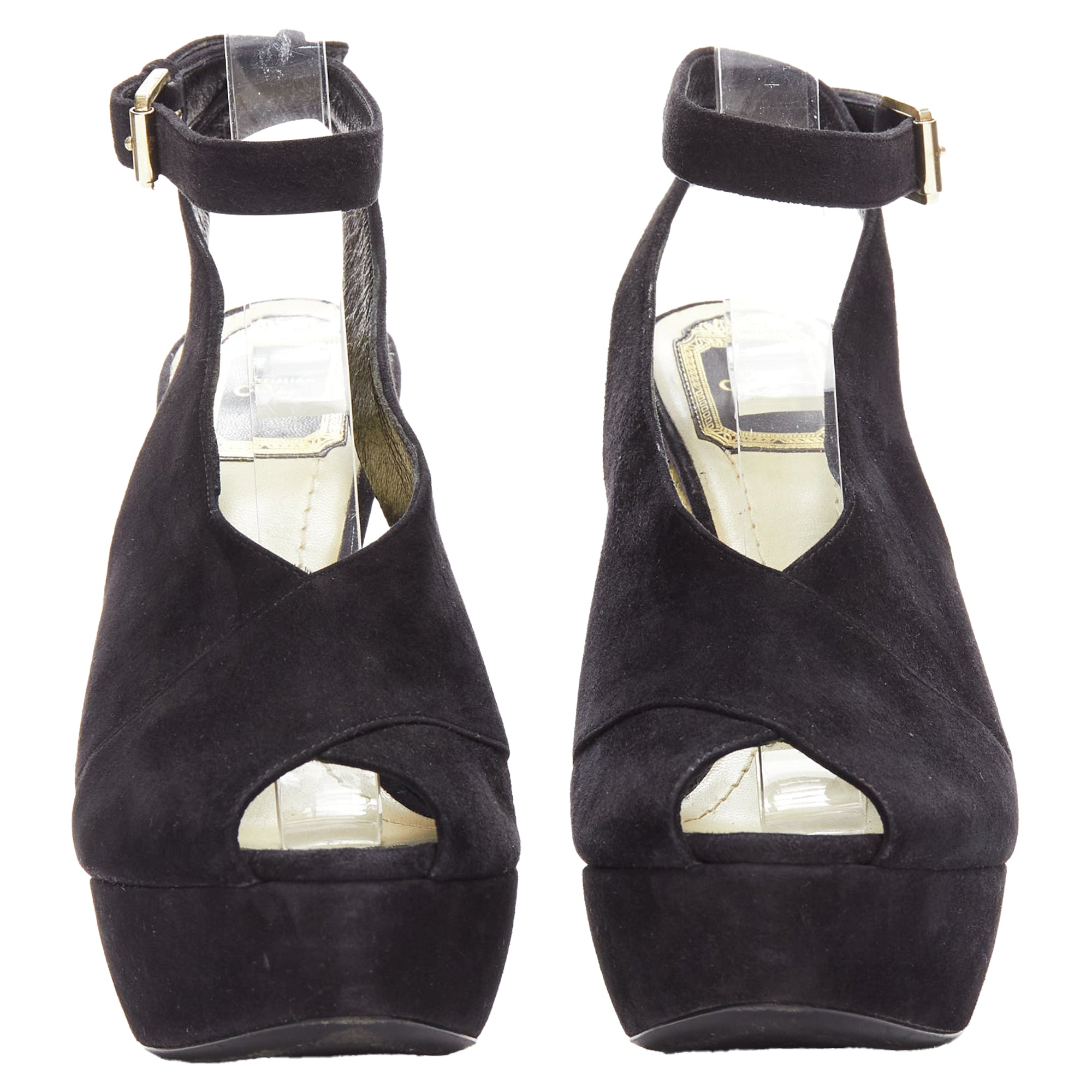 Christian Dior scaled leather suede platforms