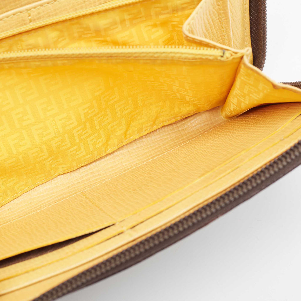 Fendi Zucca Coated Canvas Zip Around Continental Wallet
