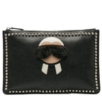 Fendi Karl Lagerfeld Cracks Bag 7N0078 Black Leather  Fendi