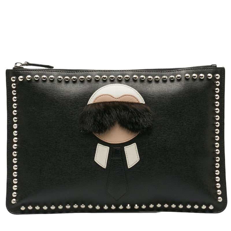 Fendi Karl Lagerfeld Cracks Bag 7N0078 Black Leather  Fendi
