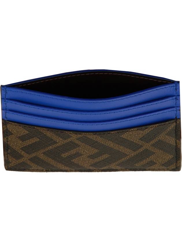 Fendi Diagonal FF Canvas Leather Card Wallet Blue