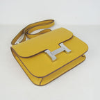 Hermes Constance Cowskin Leather Bag H017 yellow silver