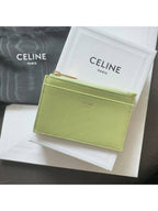 CELINE Zipper Grained Calfskin Card Wallet Light Jade
