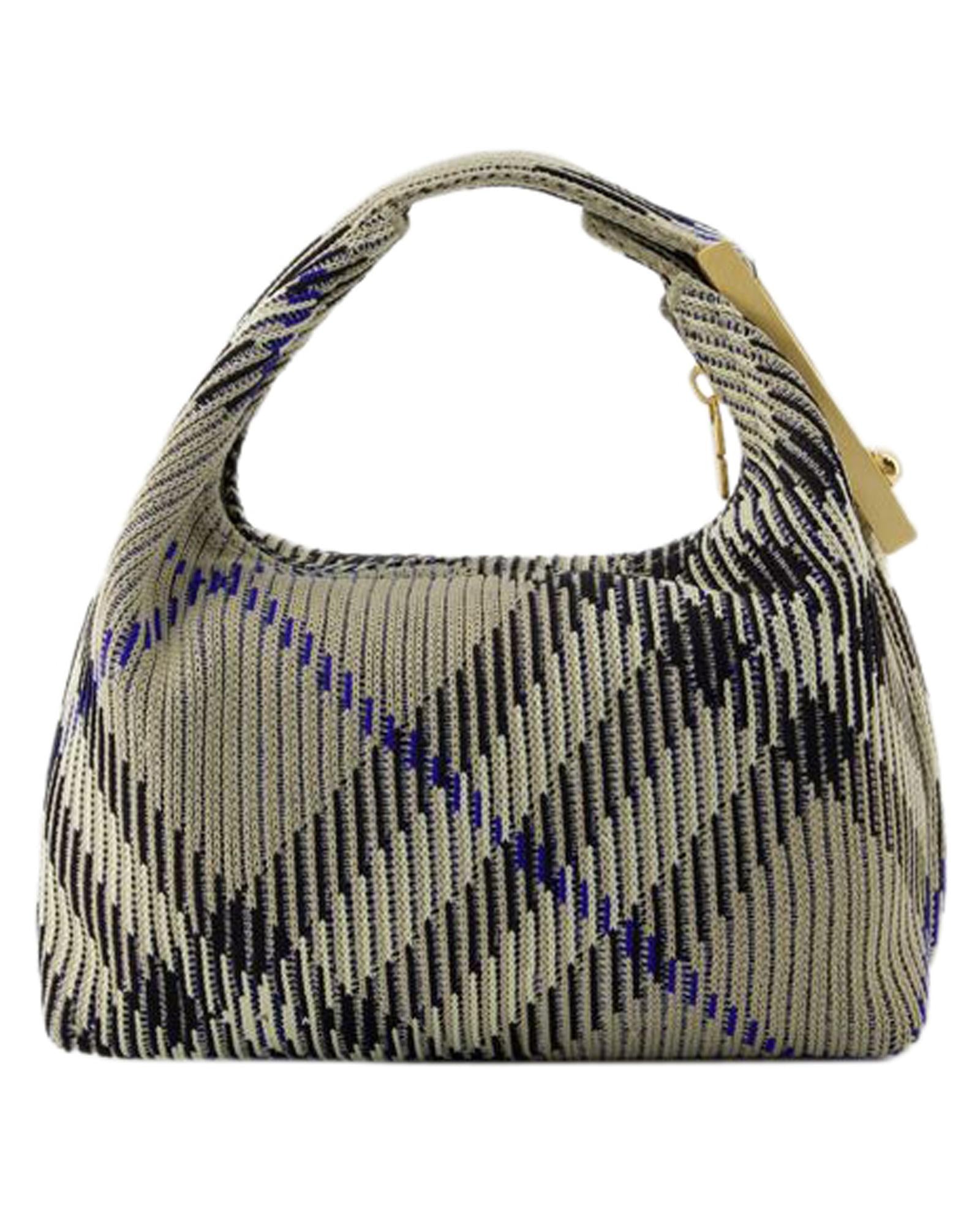 Burberry Knitted Shoulder Bag Beige Black and Blue Women Unknow Handbags