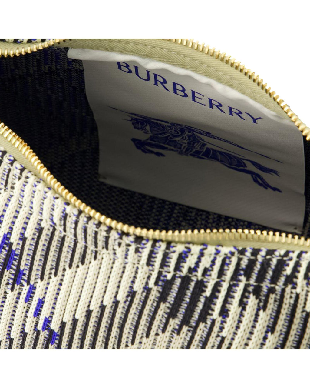 Burberry Knitted Shoulder Bag Beige Black and Blue Women Unknow Handbags