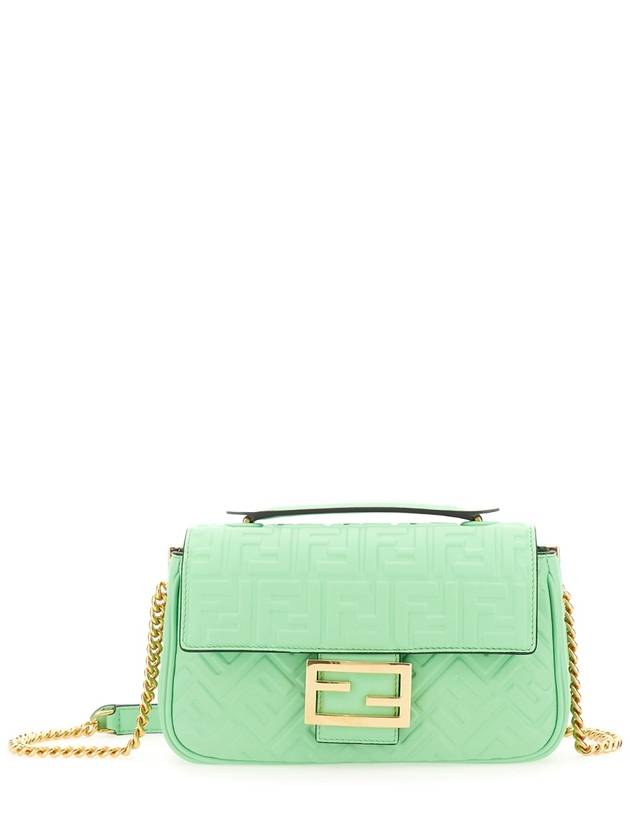 Fendi Baguette Medium Nappa Leather Chain Shoulder Bag Green
