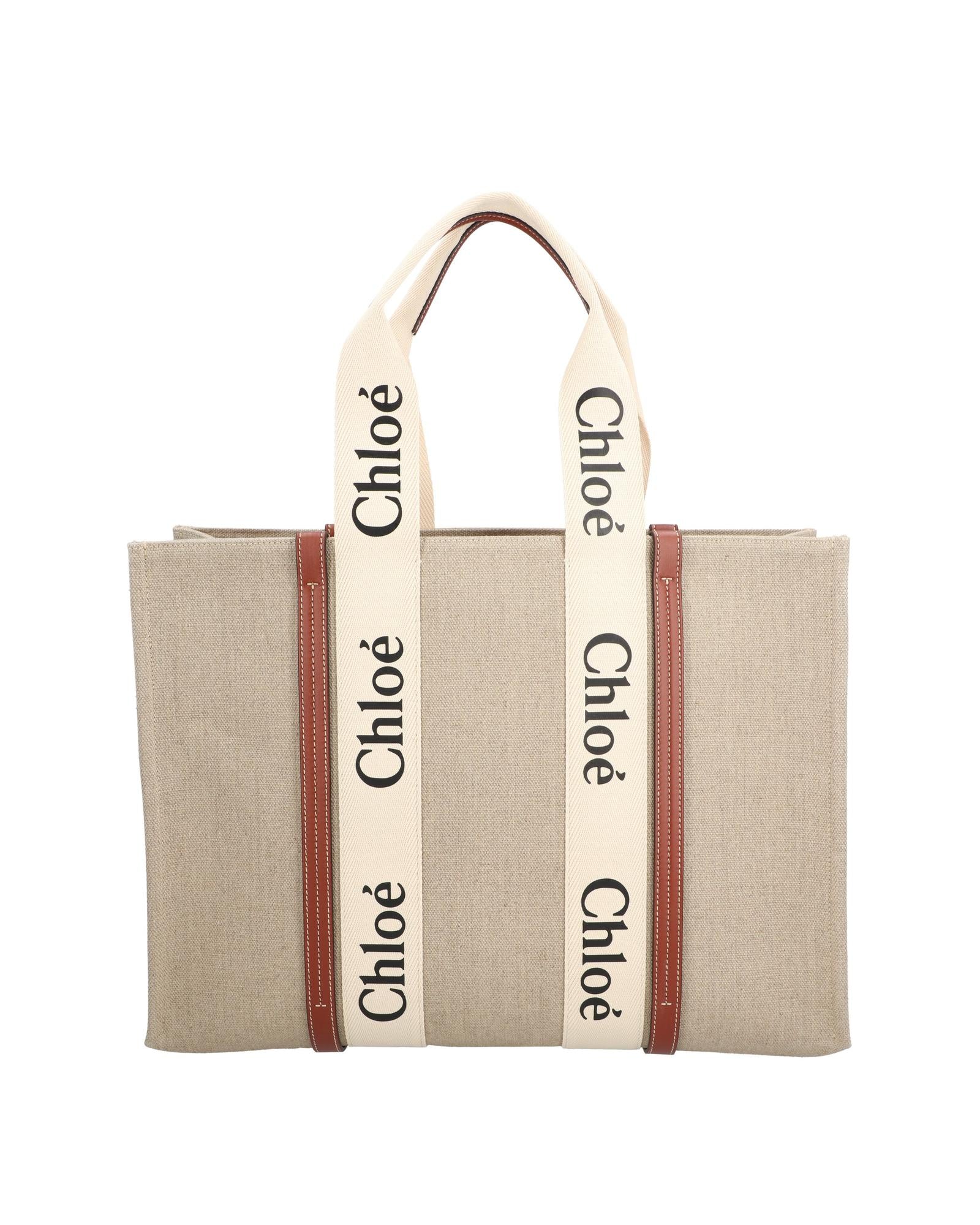 Chloe Canvas Tote Bag with Leather Trim Women Brown | Brown Handbags