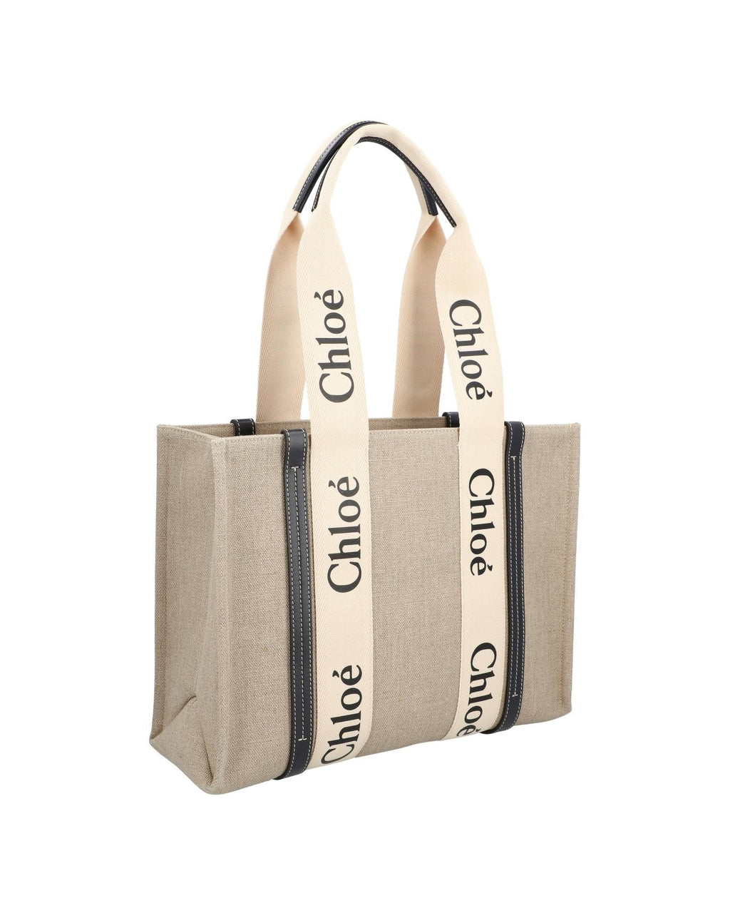 Chloe Woody Tote Medium Canvas Bag Women Black | Black Handbags