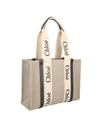 Chloe Woody Tote Medium Canvas Bag Women Black | Black Handbags