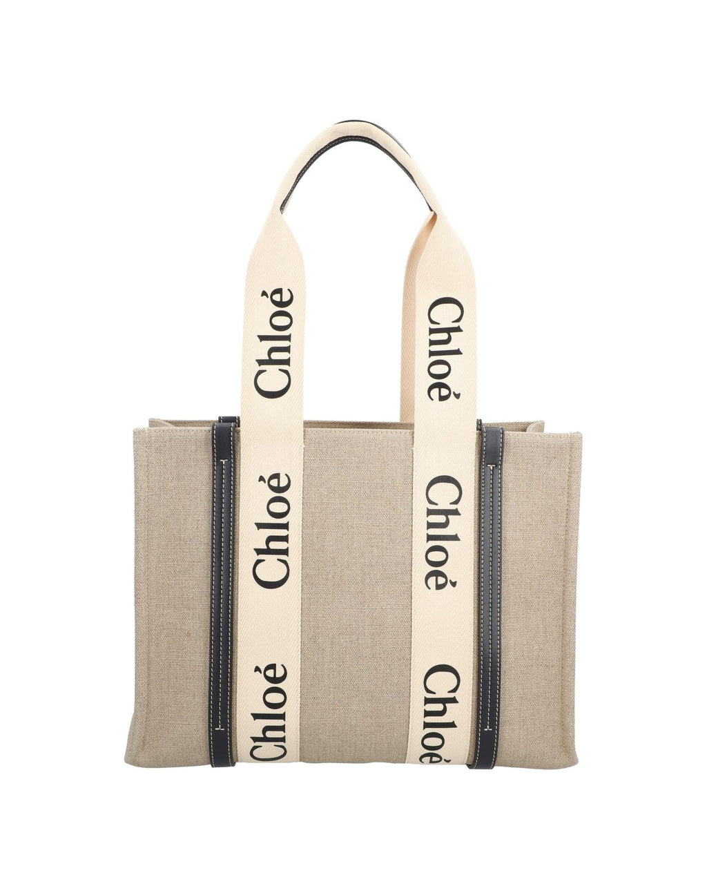 Chloe Woody Tote Medium Canvas Bag Women Black | Black Handbags