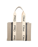 Chloe Woody Tote Medium Canvas Bag Women Black | Black Handbags